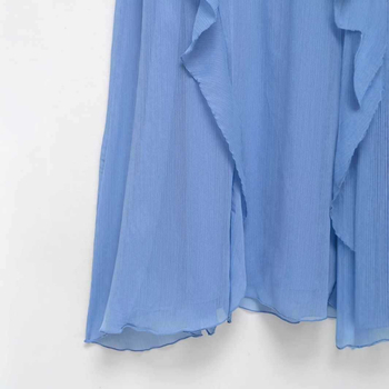 Poliester slip haljina s V-izrezom, bez rukava, otisak, slojevito plisiranje, srednje duljine