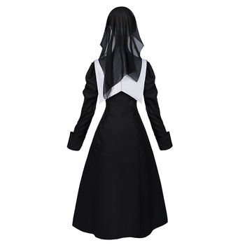 Nun cosplay ruha és hozzá tartozó szett hosszú ujjúval, retro irodalmi stílus, poliészter 95% + spandex 5%, plisírozott dizájn, téli 2022 kiadás