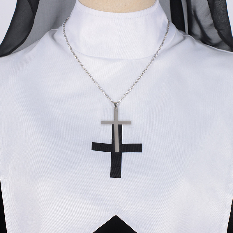 Nun cosplay ruha és hozzá tartozó szett hosszú ujjúval, retro irodalmi stílus, poliészter 95% + spandex 5%, plisírozott dizájn, téli 2022 kiadás
