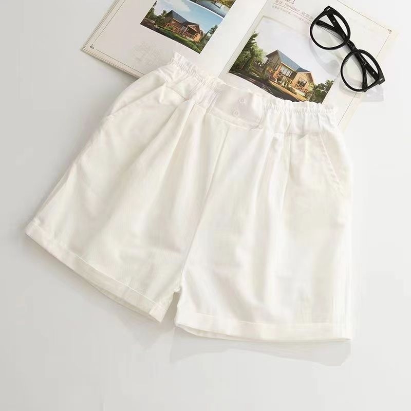 Lányoknak készült pamut rövidnadrág nyárra, középmagas derekú, elasztikus derákszíj, 3-8 éveseknek.