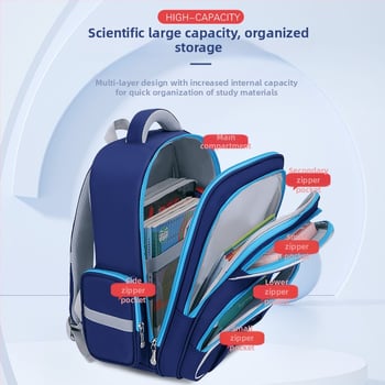 Detský školský batoh pre 6–12 rokov, ľahký, s redukciou zaťaženia a ochranou chrbtice, veľká kapacita, Oxford látka, zakrivené ramenné popruhy