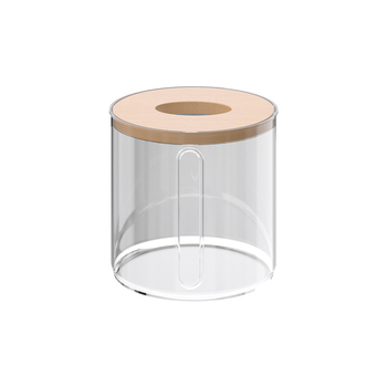 Kerek papírzsebkendő tartó, PET anyagú, többfunkciós, modern minimális stílus, fürdőszobába való