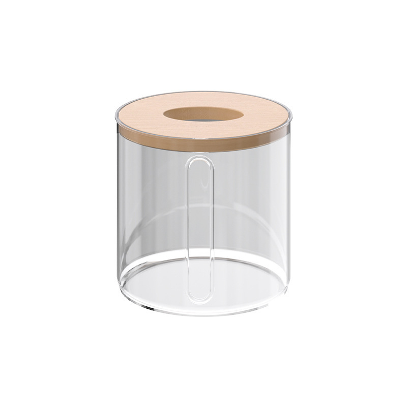 Kerek papírzsebkendő tartó, PET anyagú, többfunkciós, modern minimális stílus, fürdőszobába való