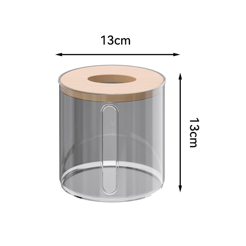 Kerek papírzsebkendő tartó, PET anyagú, többfunkciós, modern minimális stílus, fürdőszobába való