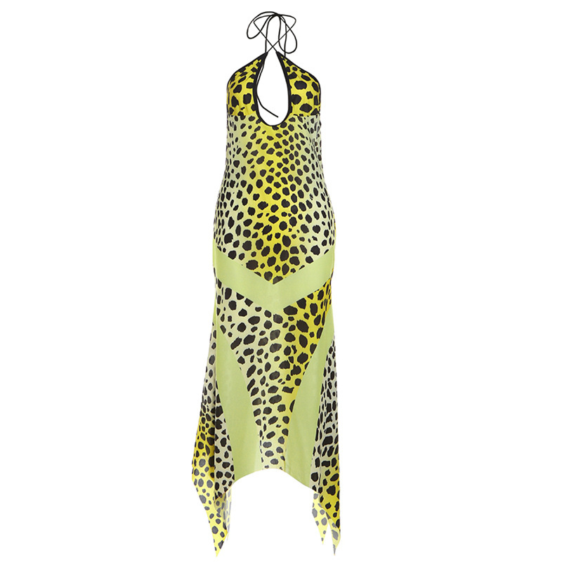 Ženska halter haljina s 3D printom, Tencel (Lyocell) s Spandexom, visok struk, midi duljina
