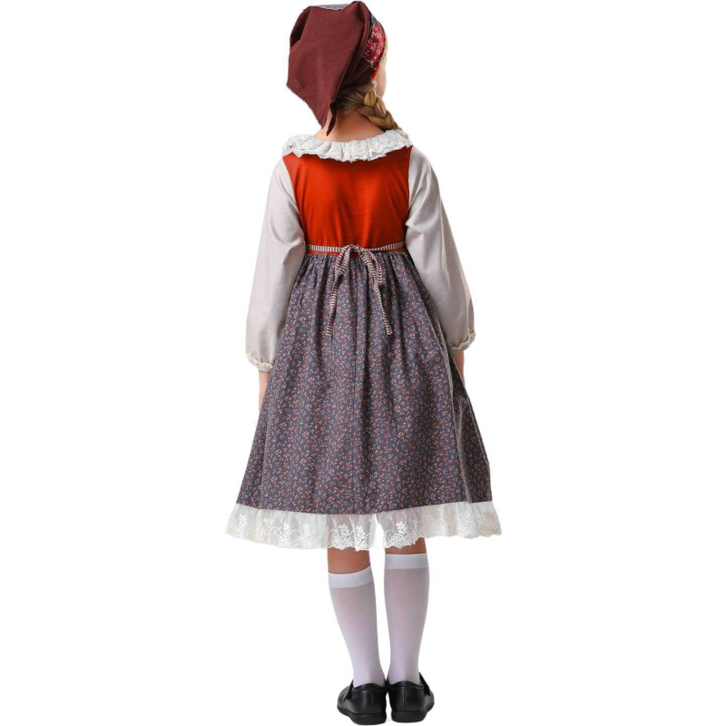 Halloween dječji kostim: haljina-služavka inspirirana Little Match Girl za dramu, europski seoski stil, poliester, za djevojčice do 17 godina, bez ovratnika