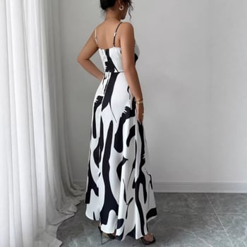 Haljina s trakama, bodycon kroj, geometrijski uzorak, bočni prorez, poliester