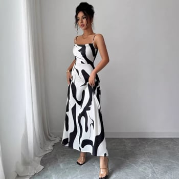 Haljina s trakama, bodycon kroj, geometrijski uzorak, bočni prorez, poliester