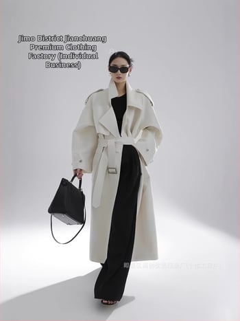 Дамско палто от полиестер, средна дължина, свободна кройка, костюмно яке, еднобортно закопчаване