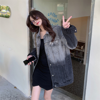 Женско дънено палто с дълги ръкави, поло яка, средна дължина, съдържание на полиестер 50–70%