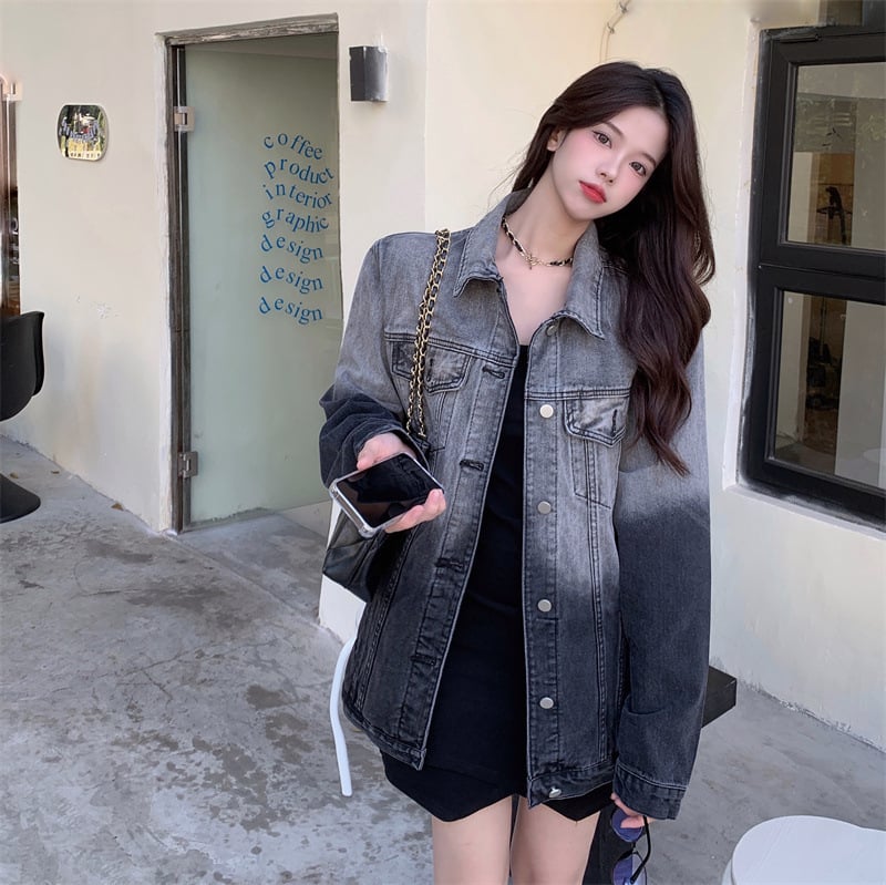 Женско дънено палто с дълги ръкави, поло яка, средна дължина, съдържание на полиестер 50–70%