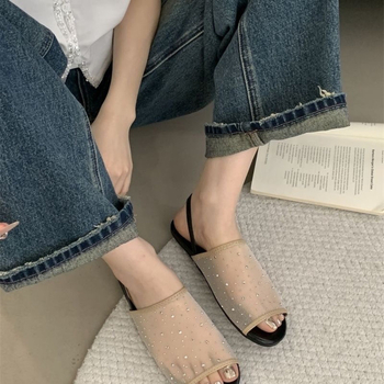 Női hálószövésű nyitott lábú szandál hátpánttal, sík talppal – római stílusú, lélegző nyári lábbeli