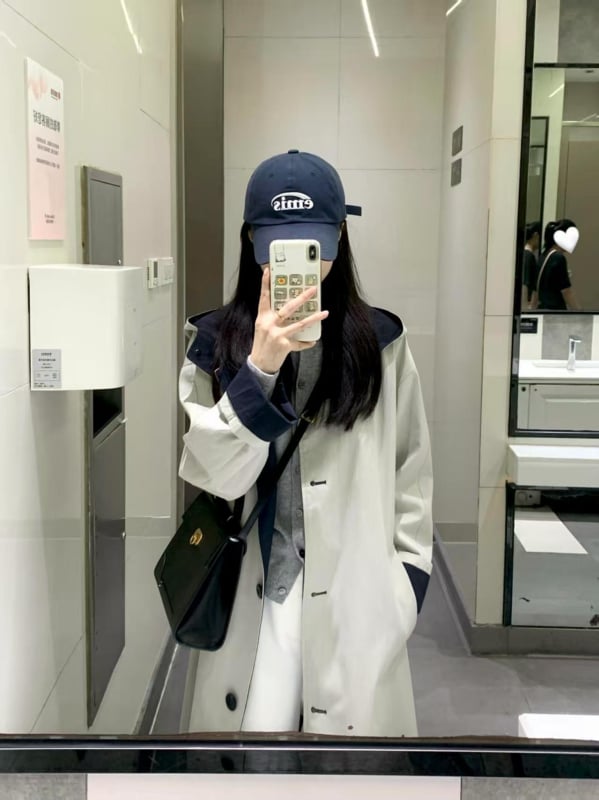 Дамски дълъг тренчкот с качулка, едноцветен модел, дълги ръкави, сложна изработка, уличен хипстър стил, есен 2025