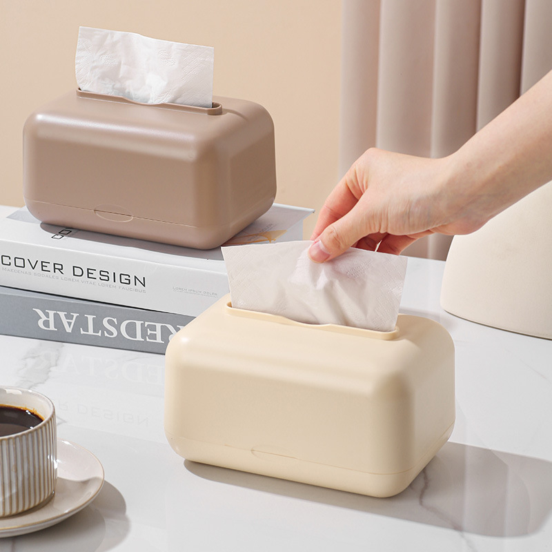 Törlőkendő doboz elasztikus tálcával – műanyag, vízálló, többfunkciós, 001-es modell, modern minimalista dizájn a nappaliba