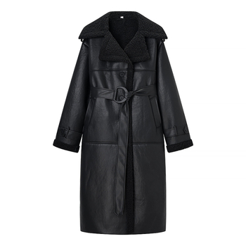 Ženski trench kaput, dugog kroja, ovratnik s reverom, dugi rukavi, kaiš, poliester, uzorak u boji koji se slaže, srednja gustoća