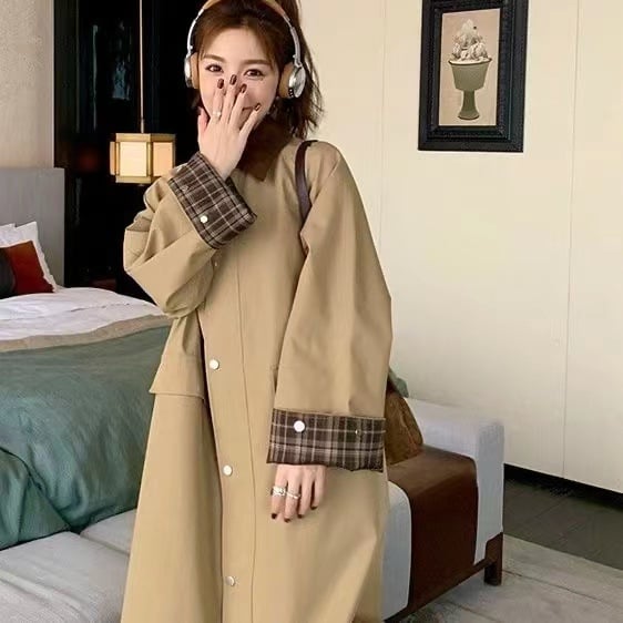 Дамско палто с поло яка, свободен силует, средна дължина, от спандекс и полиестер, закопчаване на едно копче