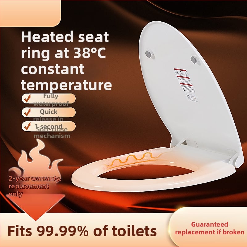 Inteligentný vykurovaný kryt na toaletu s automatickým vekom, tvar U a V, PP panel, nastaviteľná vzdialenosť montážnych otvorov 40–190 mm