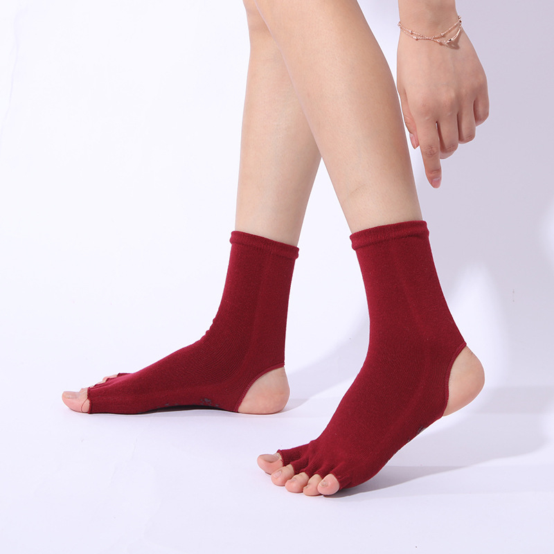 Čarape za jogu s pet prstiju od pamuka, unisex, srednje debljine, prozračne