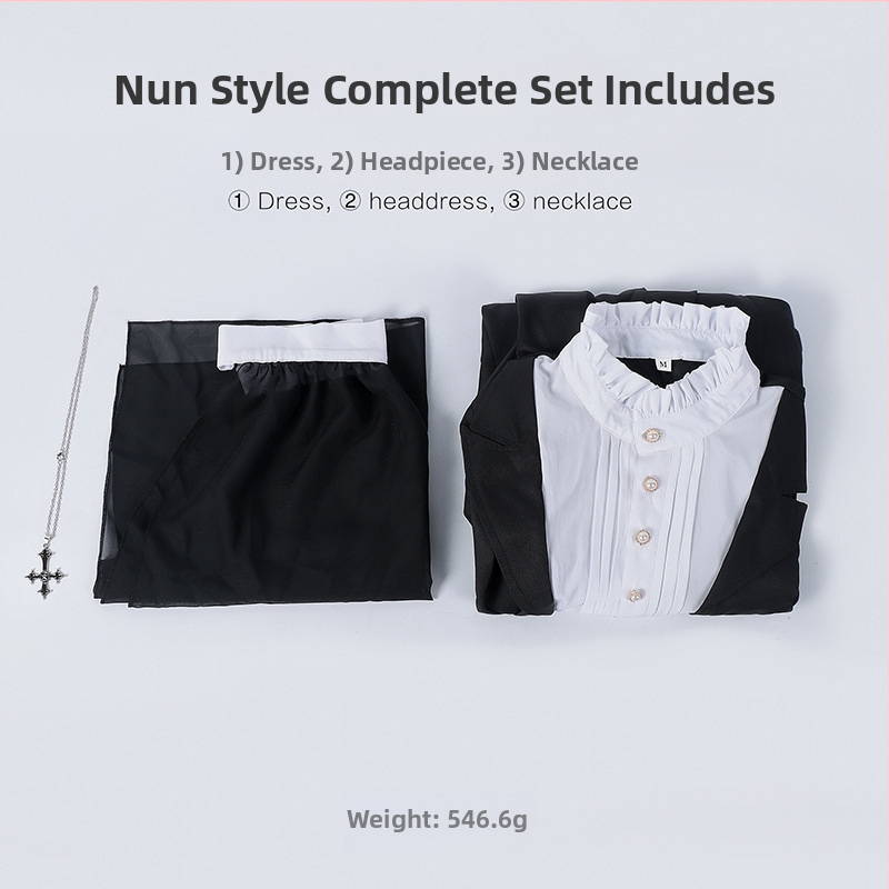 Nun cosplay ruhaszett, poliészter 80–90%, elegáns irodai stílus, 2025 tavasz