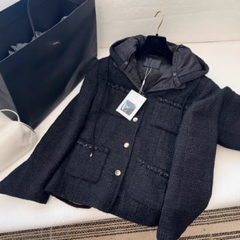 Jachetă damă cu glugă din bumbac, model 3D, croială lejeră, mâneci lungi