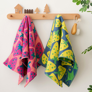 Pamut géz arc-törölköző felnőtteknek és babáknak, aranyos rajzfilm mintával, puha és nedvszívó, Jacquard szövés, 80–100 g