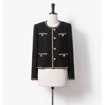 Palton din tweed (poliestru), croială dreaptă, mâneci lungi, lungime 50–65 cm