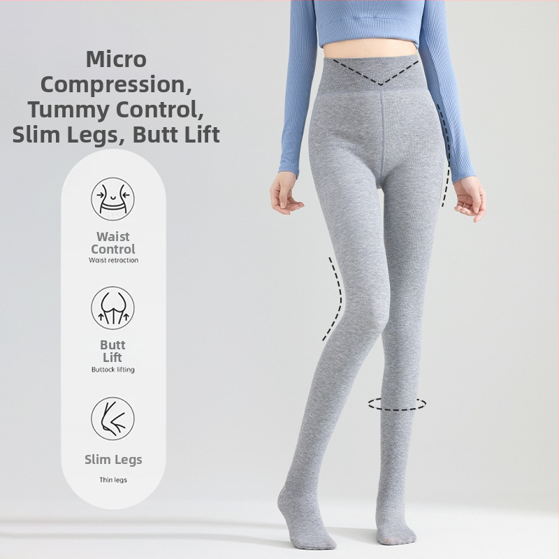 Colanți cu picioare; talie înaltă, căptușiți cu fleece, control al taliei, calzi, material viscose