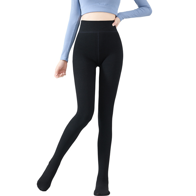 Colanți cu picioare; talie înaltă, căptușiți cu fleece, control al taliei, calzi, material viscose