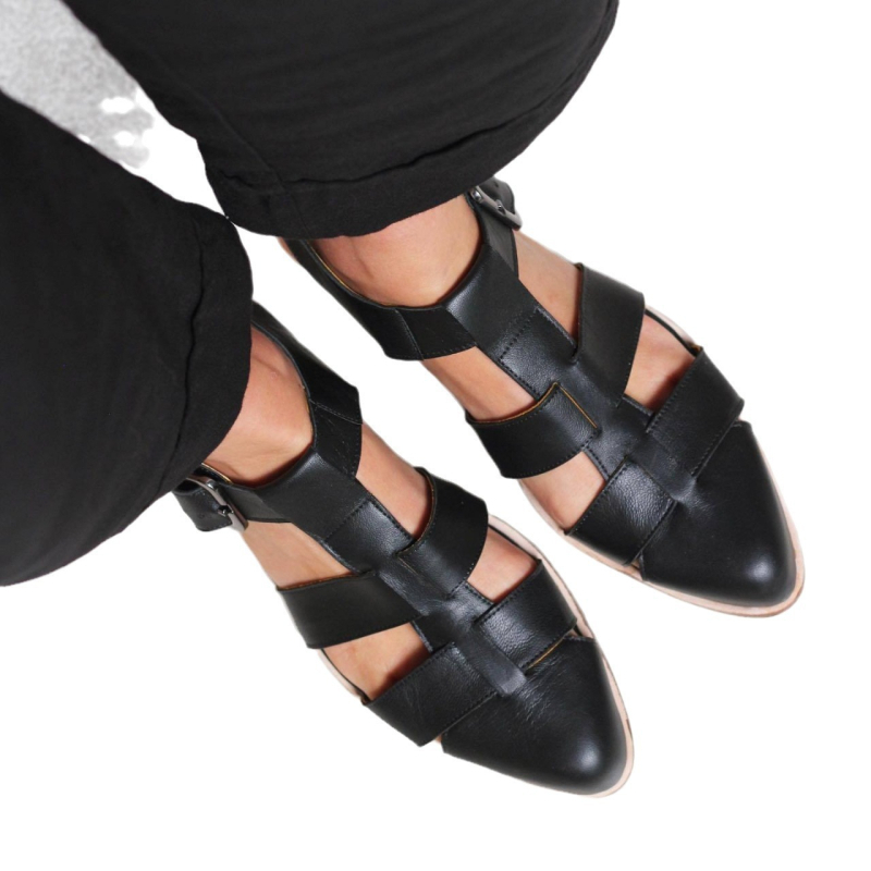 Sandale romane pentru femei, imprimeu leopard, partea superioară PU sintetic, talpă din cauciuc, închidere cu cataramă