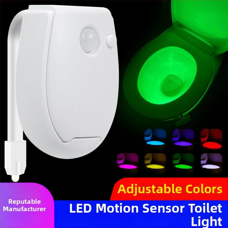 Тоалетна нощна лампа със сензор за движение, 5V захранване от батерия, PC абажур