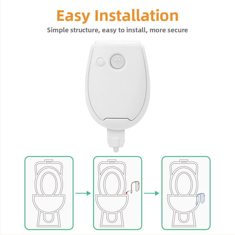 Тоалетна нощна лампа със сензор за движение, 5V захранване от батерия, PC абажур