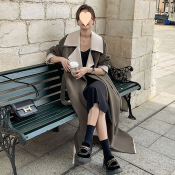 Palton lung pentru femei - inspirație Hepburn, stil coreean, cu dantele și nasturi, eleganță urbană, iarna 2022