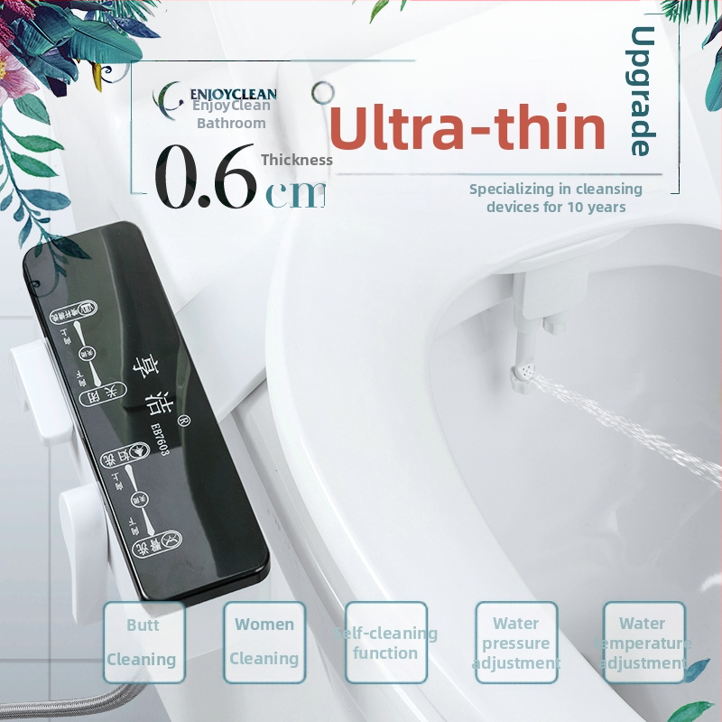 Ne-elektrický bidetový kryt na WC s nastaviteľnou tryskou, reguláciou tlaku vody a samočistiacou tryskou, univerzálna kompatibilita (EB7200)