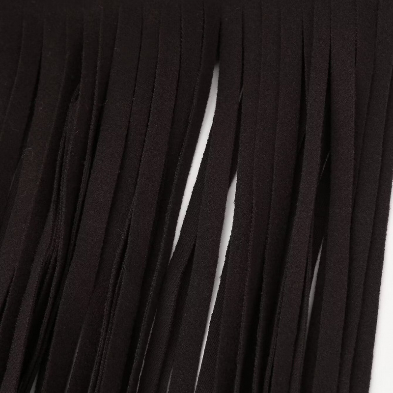 Дълъг дамски блейзър с ресни, едноцветен, памучна тъкан (80–90% памук), дълги ръкави, street fashionista стил