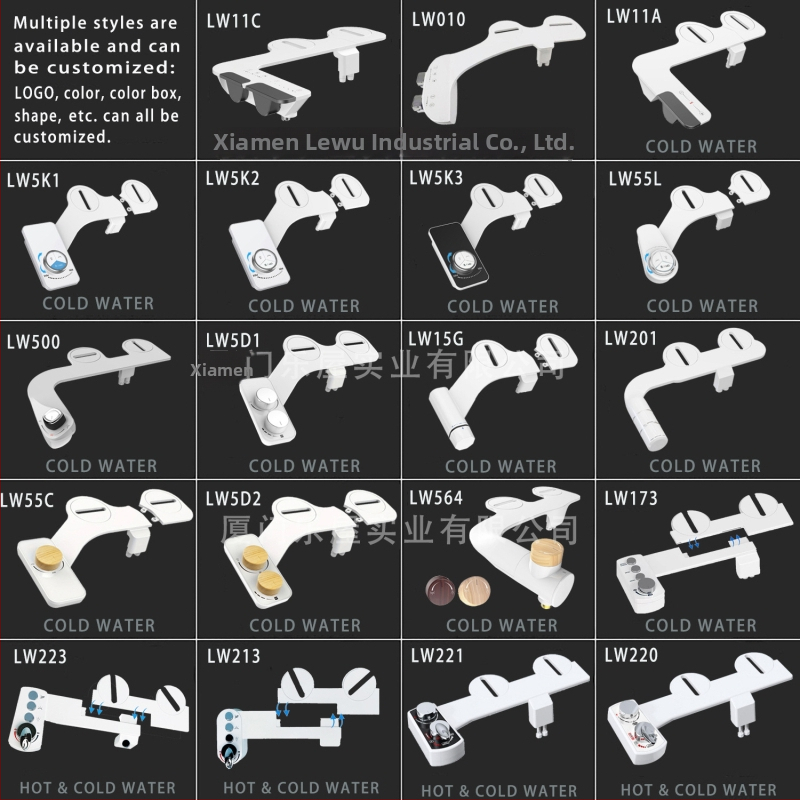 Bidetová sprcha s horúcou a studenou dvojitým prúdom, ultra tenká, nepotrebuje elektrinu, jednoduchá inštalácia, vzdialenosť dier 136-200 mm, model 2110, ABS