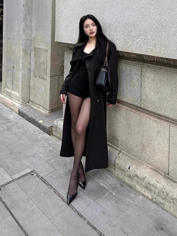 Женско тренч палто със средна дължина, полиестер, 3D ефект, двойно закопчаване, британски стил, есен 2025