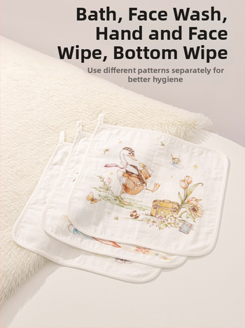 Τετράγωνη πετσέτα μωρού για πρόσωπο και μπάνιο – Meijia bell, 70% βισκόζη, 30% βαμβάκι, απορροφά νερό, unisex, κατάλληλη για νεογέννητα έως 6 ετών