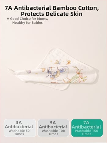 Τετράγωνη πετσέτα μωρού για πρόσωπο και μπάνιο – Meijia bell, 70% βισκόζη, 30% βαμβάκι, απορροφά νερό, unisex, κατάλληλη για νεογέννητα έως 6 ετών