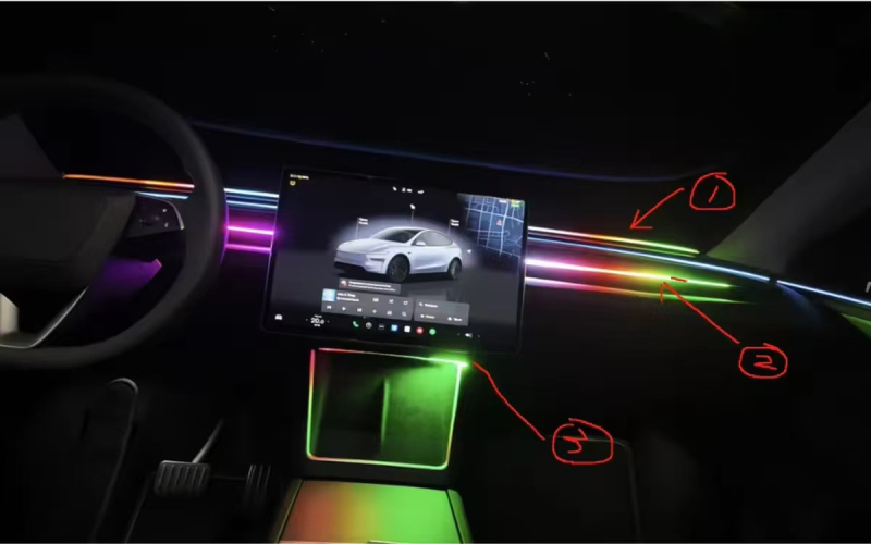 Tesla ambijentalno svjetlo za ploču – akril, USB napajanje 5V, ugrađena instalacija, osvjetljenje instrument ploče, kompatibilno s Model 3 i Model Y