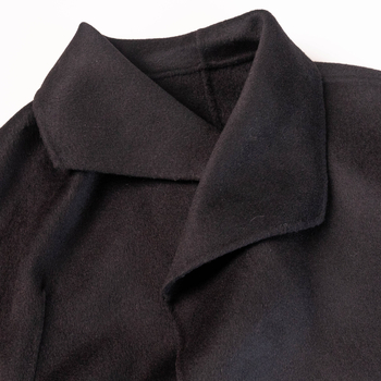 Ženski vuneni kaput, dvostrani 100% vuna, ovratnik s listom lotosa, slobodan kroj, duga duljina 80–100 cm, kopčanje sa vezicama na prednjem dijelu