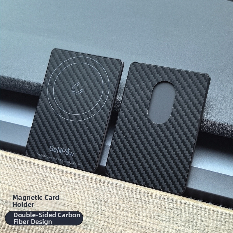 GaNPow Szénszálas kártyatartó MagSafe-kel iPhone-hoz, ultra vékony, erős mágneses rögzítés