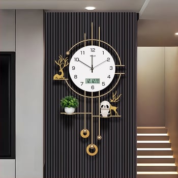 Ρολόι τοίχου, μοντέρνο ορθογώνιο περίβλημα από σίδερο, μπαταριοκίνητο, κίνηση Seiko με sweep-second, αναλογικός δείκτης, για σαλόνι