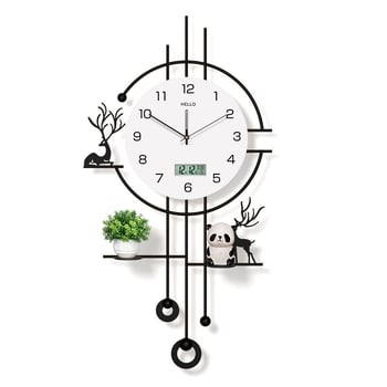 Ρολόι τοίχου, μοντέρνο ορθογώνιο περίβλημα από σίδερο, μπαταριοκίνητο, κίνηση Seiko με sweep-second, αναλογικός δείκτης, για σαλόνι