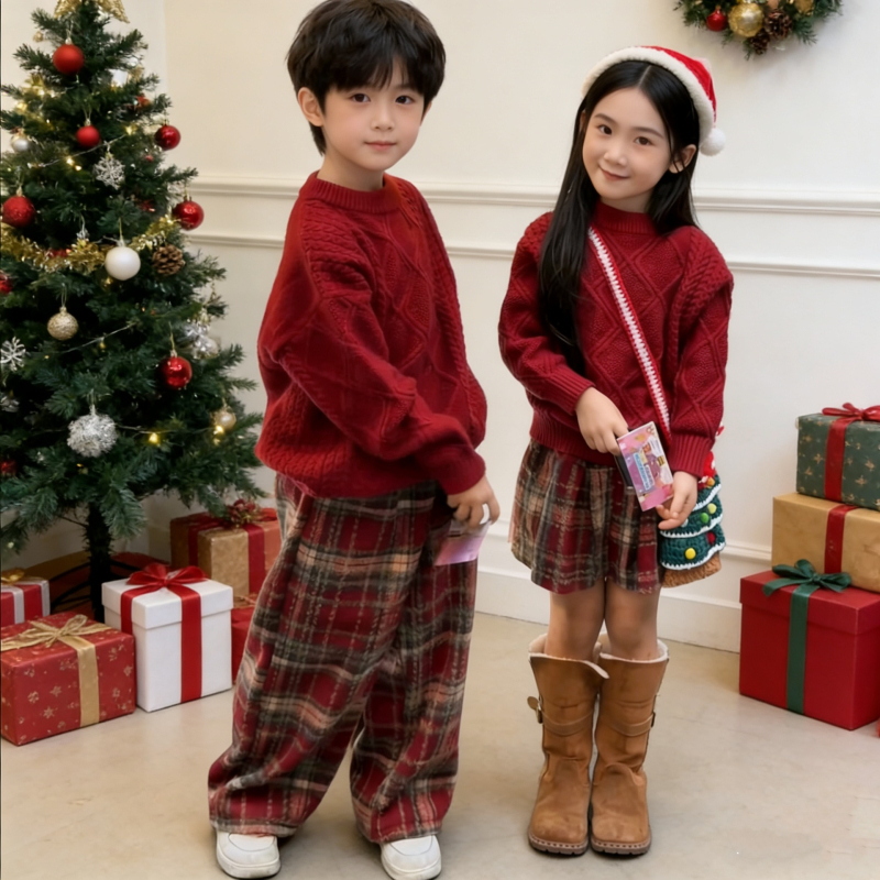 Детска пола в корейски стил, плисирана, 60% полиестер, за деца 3–8 г., Зима 2025