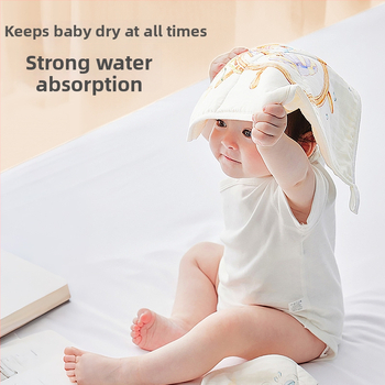 Βρεφική τετράγωνη πετσέτα από ίνες μπαμπού, σχέδιο καρτούν με χειρόγραφο μοτίβο, απορροφητική για μωρά και παιδιά 0–6 ετών