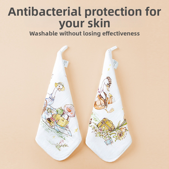 Βρεφική τετράγωνη πετσέτα από ίνες μπαμπού, σχέδιο καρτούν με χειρόγραφο μοτίβο, απορροφητική για μωρά και παιδιά 0–6 ετών