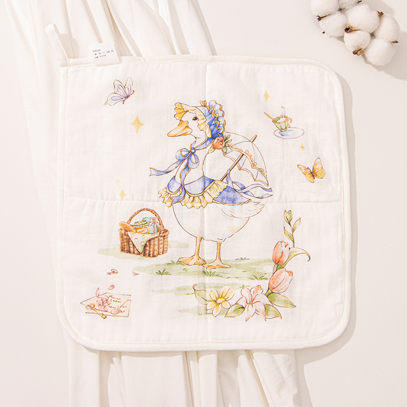 Βρεφική τετράγωνη πετσέτα από ίνες μπαμπού, σχέδιο καρτούν με χειρόγραφο μοτίβο, απορροφητική για μωρά και παιδιά 0–6 ετών