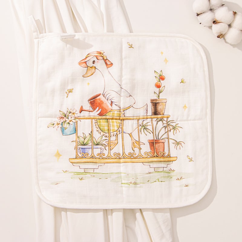 Βρεφική τετράγωνη πετσέτα από ίνες μπαμπού, σχέδιο καρτούν με χειρόγραφο μοτίβο, απορροφητική για μωρά και παιδιά 0–6 ετών