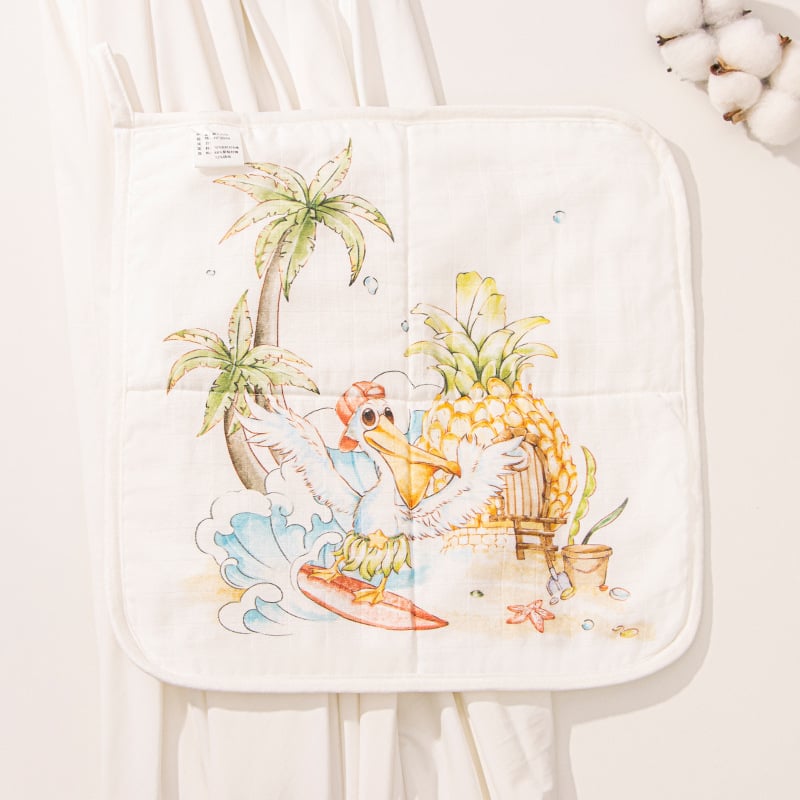 Βρεφική τετράγωνη πετσέτα από ίνες μπαμπού, σχέδιο καρτούν με χειρόγραφο μοτίβο, απορροφητική για μωρά και παιδιά 0–6 ετών