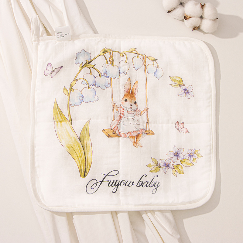 Βρεφική τετράγωνη πετσέτα από ίνες μπαμπού, σχέδιο καρτούν με χειρόγραφο μοτίβο, απορροφητική για μωρά και παιδιά 0–6 ετών